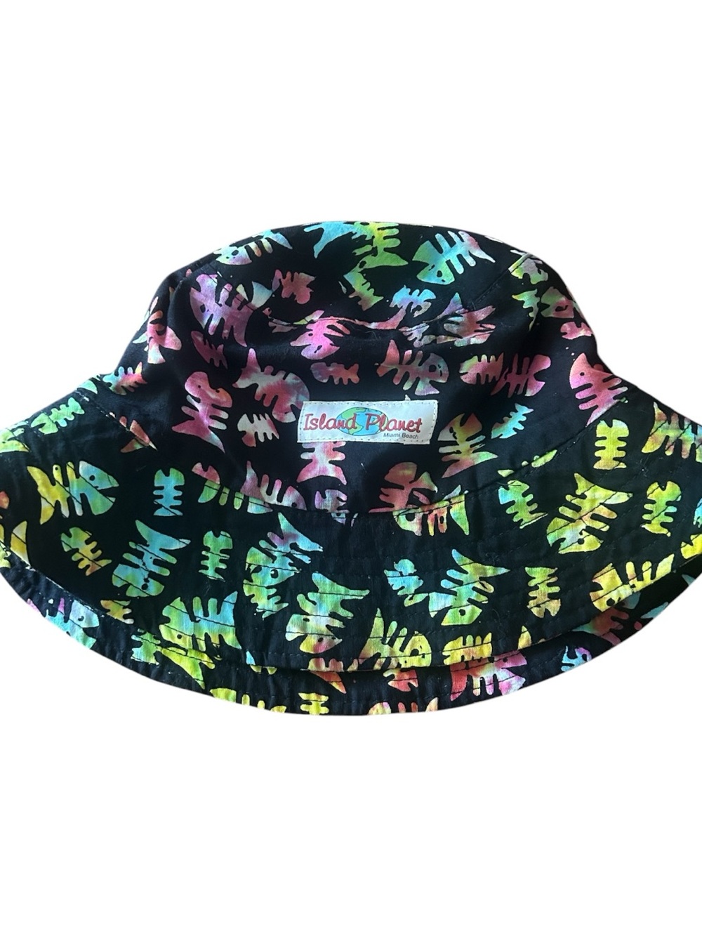 $5 in a Bundle Island Planet bucket hat multi color tie dye fish